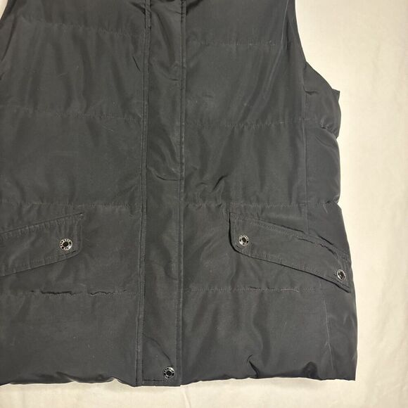 Talbots Women's Puffer Vest Duck Down Fill Large Black Pockets Full Zip No Hood - Picture 6 of 15